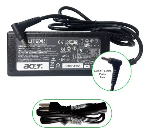 Cargador Acer Aspire19v 3.42a 65w Pin Fino