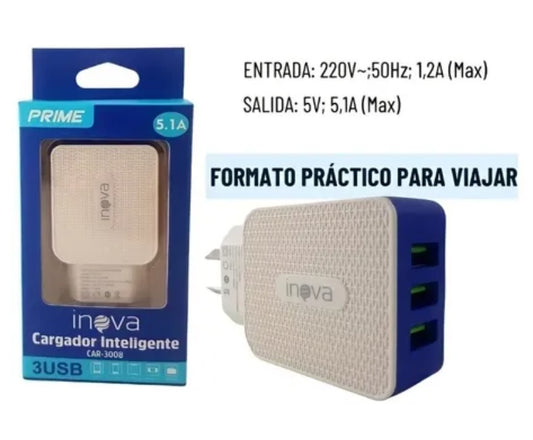 Cargador Inteligente inova CAR 3015 Micro 3 puertos
