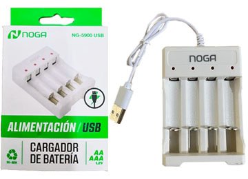Cargador de pilas Noga Ng-5900 Ubs P/ AA/ AAA