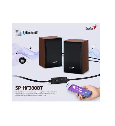 Parlante Genius SP-H380BT Madera 3w Usb y Plug Bluetooth
