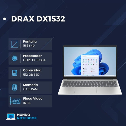 Notebook Drax 15,6" i3 11va/ Ram 8gb/ Ssd 512gb