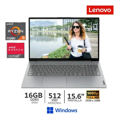 Notebook Lenovo 15.6" V15 Ryzen 5 7520U 16GB SSD 512GB