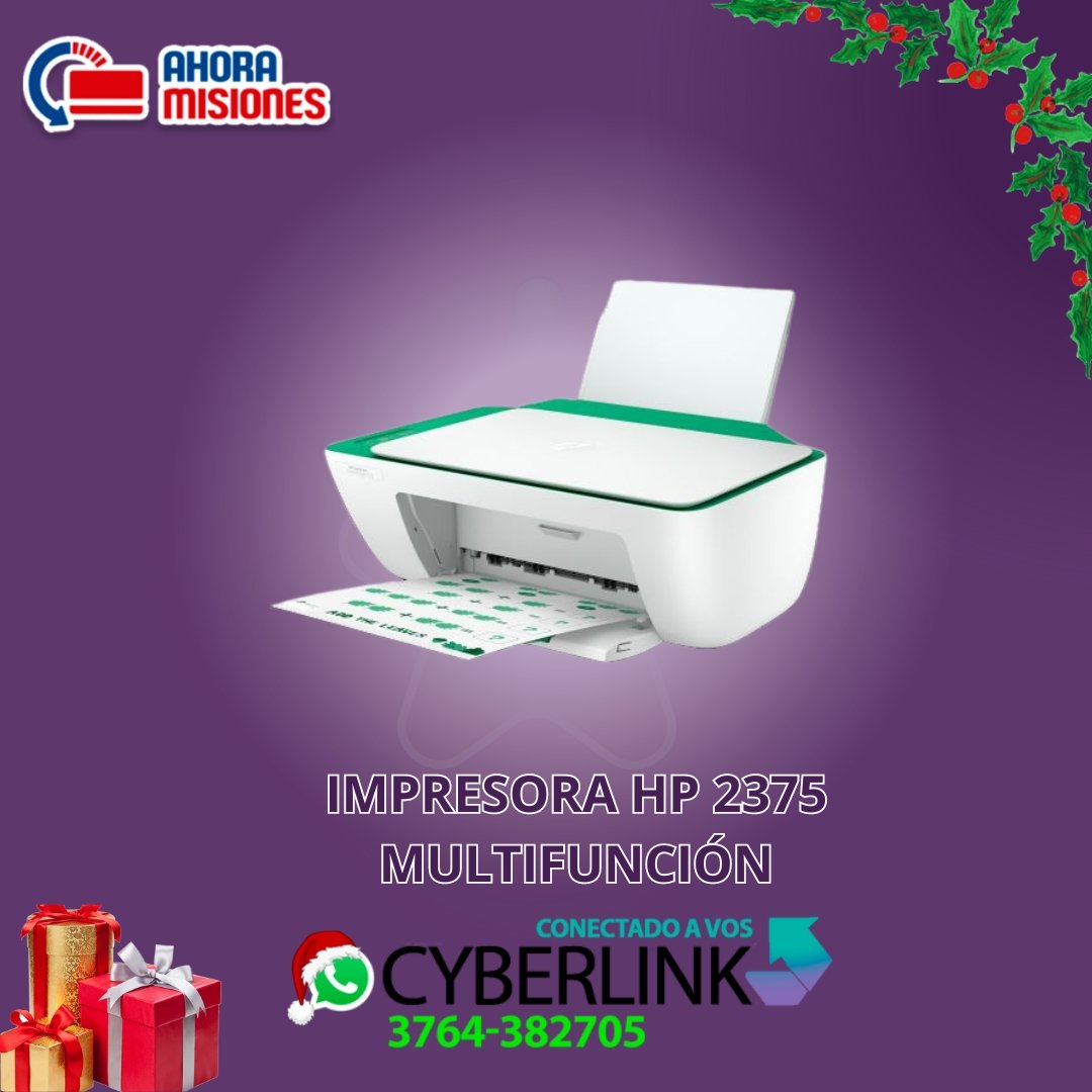 Impresora a color multifunción HP Deskjet Ink Advantage 2375 blanca y verde  200V - 240V